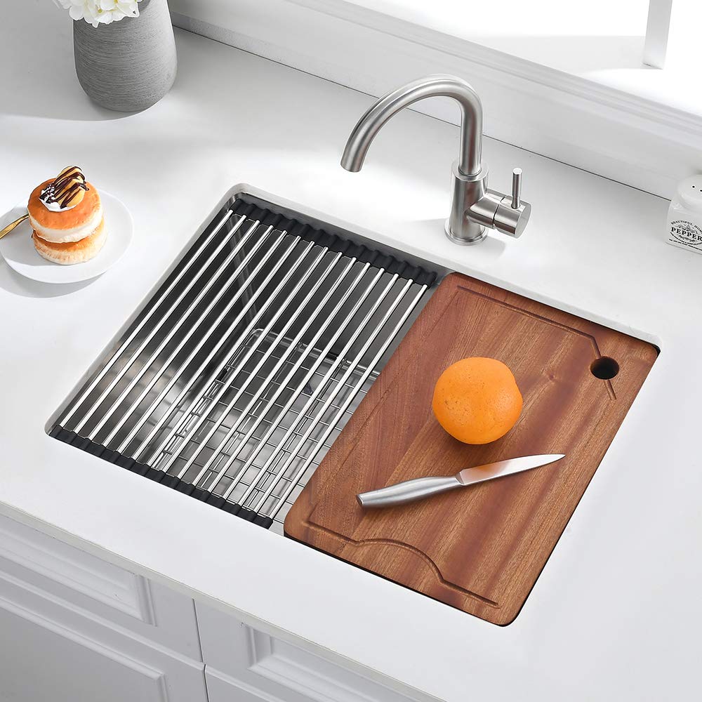 SOMRXO 23 Inch Stainless Steel Kitchen Sink Undermount Workstation 23?ù18 Undermount Bar Sink Workstation Ledge 16 Gauge 304 Stainless Steel Kitchen Sink Single Bowl Kitchen Sink RV Sink Bar??åPerp Sink