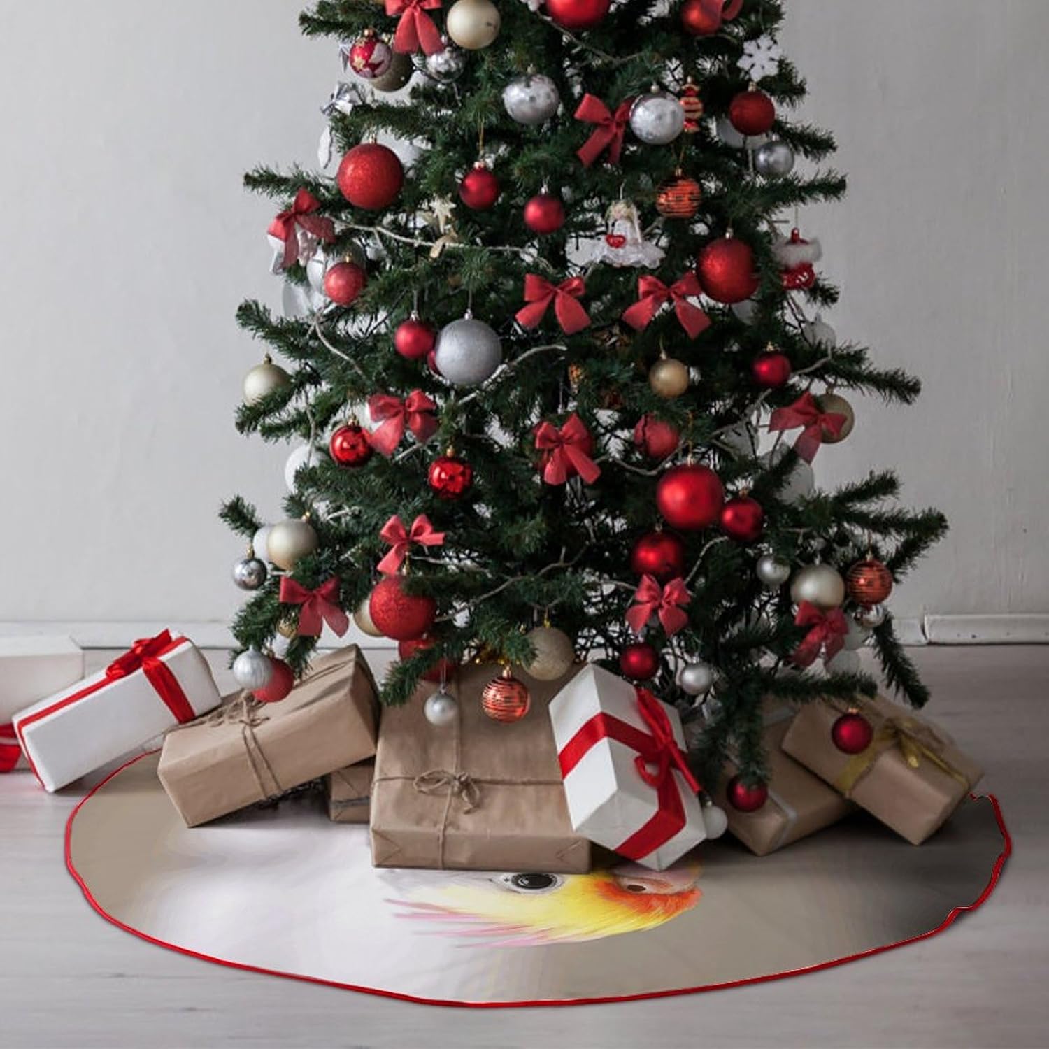 Christmas Tree SkirtCute Cockatielclassic Fashion Tree Skirt Painted Multifunctional Christmas Tree Skirt