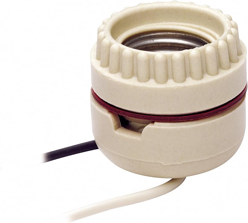 019-0-000 1-Circuit 2-Piece Keyless Lamp Holder with Tew Wire Leads, 660 W, Incandescent, Medium, 8101, White