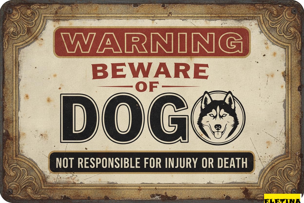 Tin Sign for Man Cave Beware Of Dog Samoyed Metal Warning Beware Of Dog S Fence Outdoor Farm Garden Gate Home Yard Decor 8x12 Inch Private Property Decorative