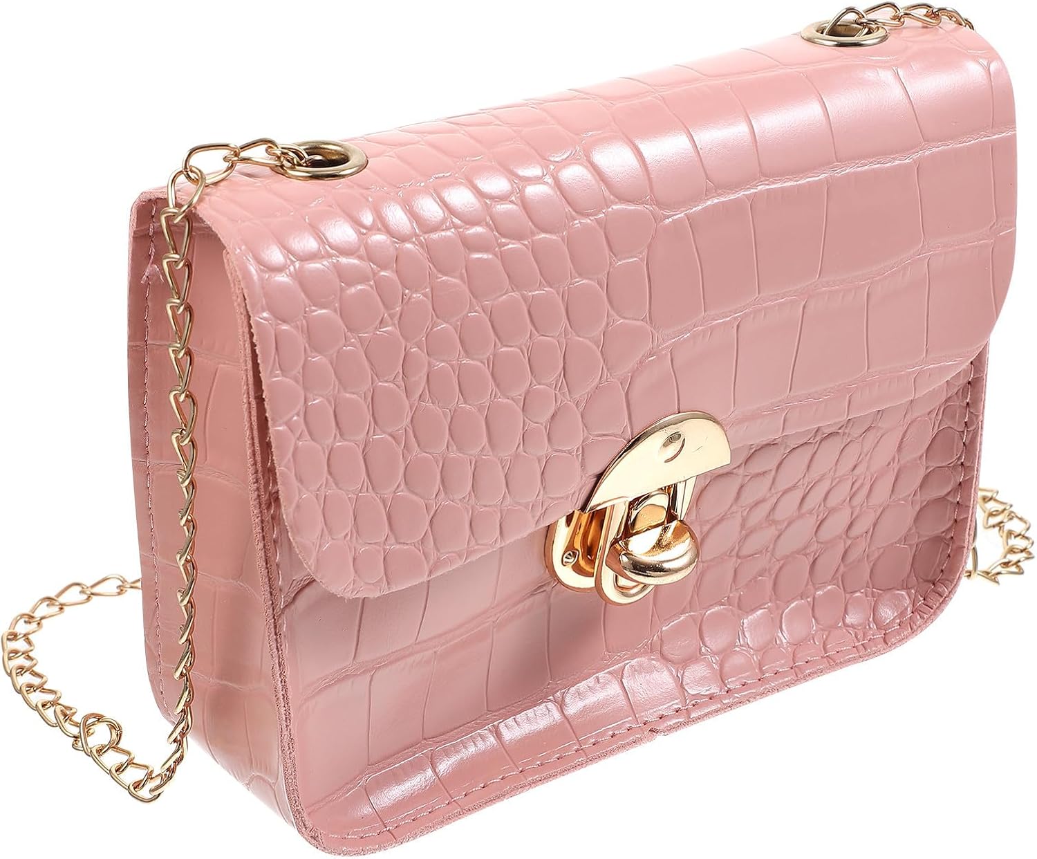 PU Leather Mini Crossbody Bag Chain Satchel Women Diamond Pattern