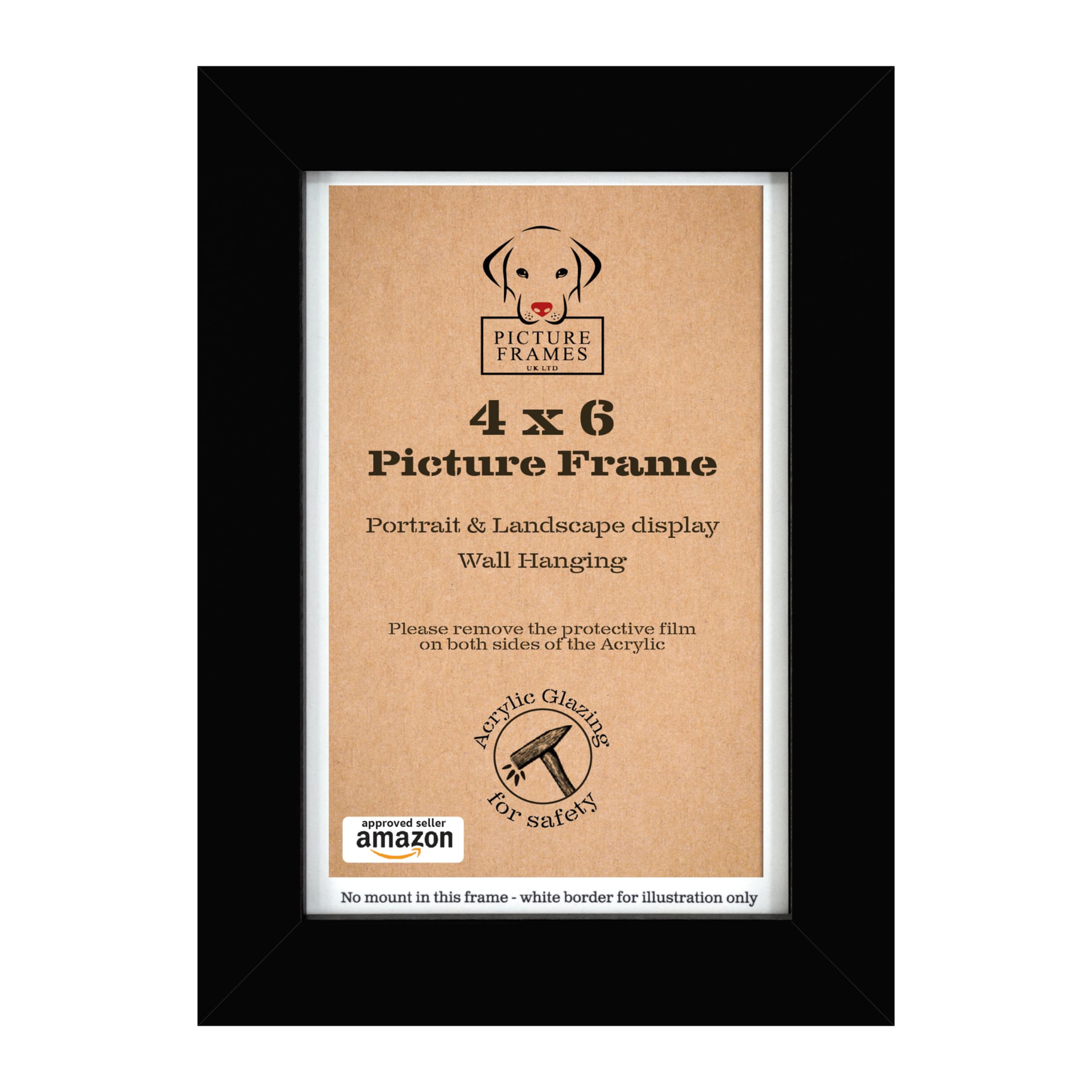 Picture Frames UK Black Photo Frame 6x4 - 6x4 Photo Frames, Photo Frame 6x4, Picture Frames 6x4, 4x6 Picture Frames, 6 x 4-inch Photo Frame, Small Photo Frame