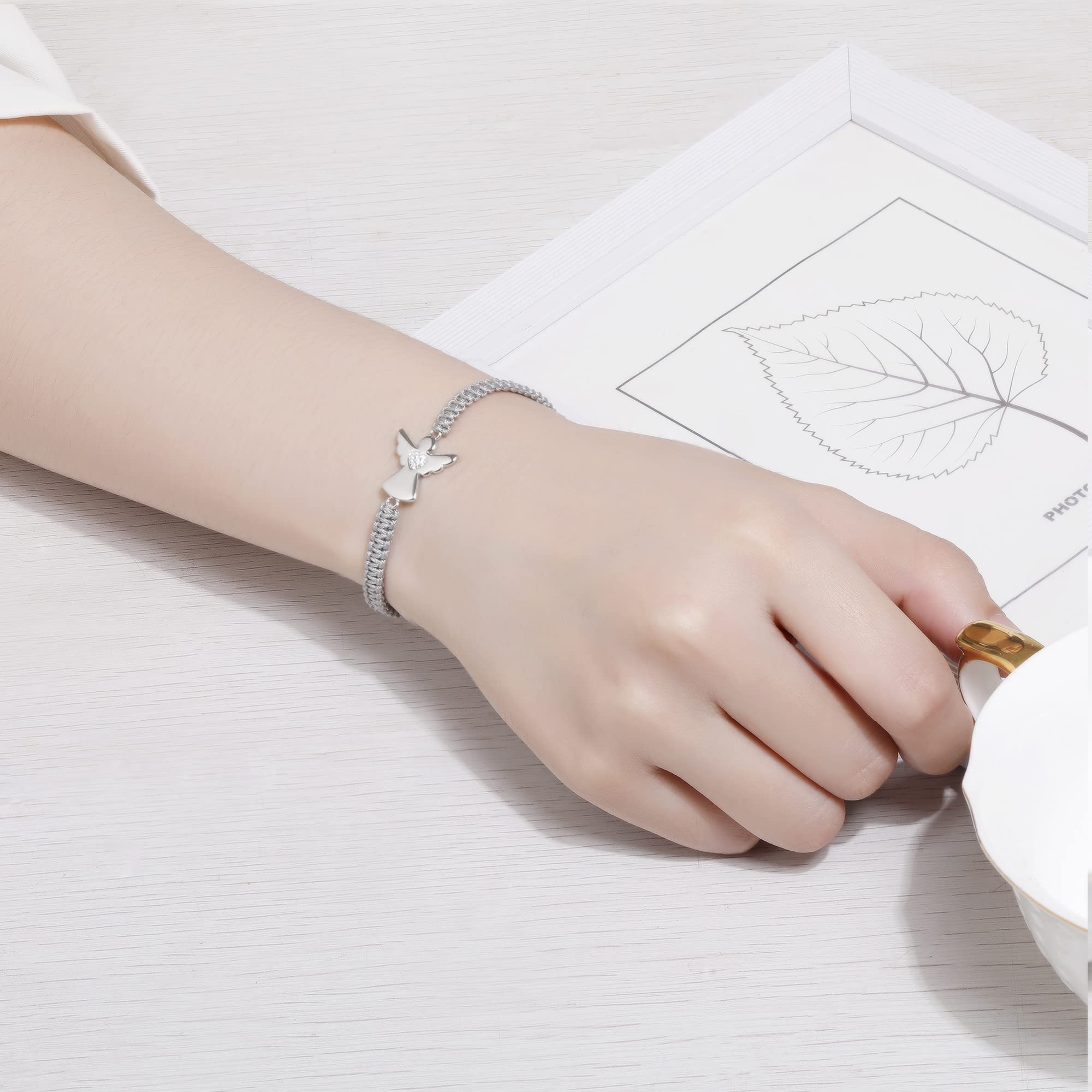 Jrêveinfini Schutzengel Armband Damen Mädchen Silber 925, Konfirmation Schutzengel Kommunion Mädchen Taufe Personalisiert, Weihnachten Geschenke für Frauen Mädchen mit Geschenkbox