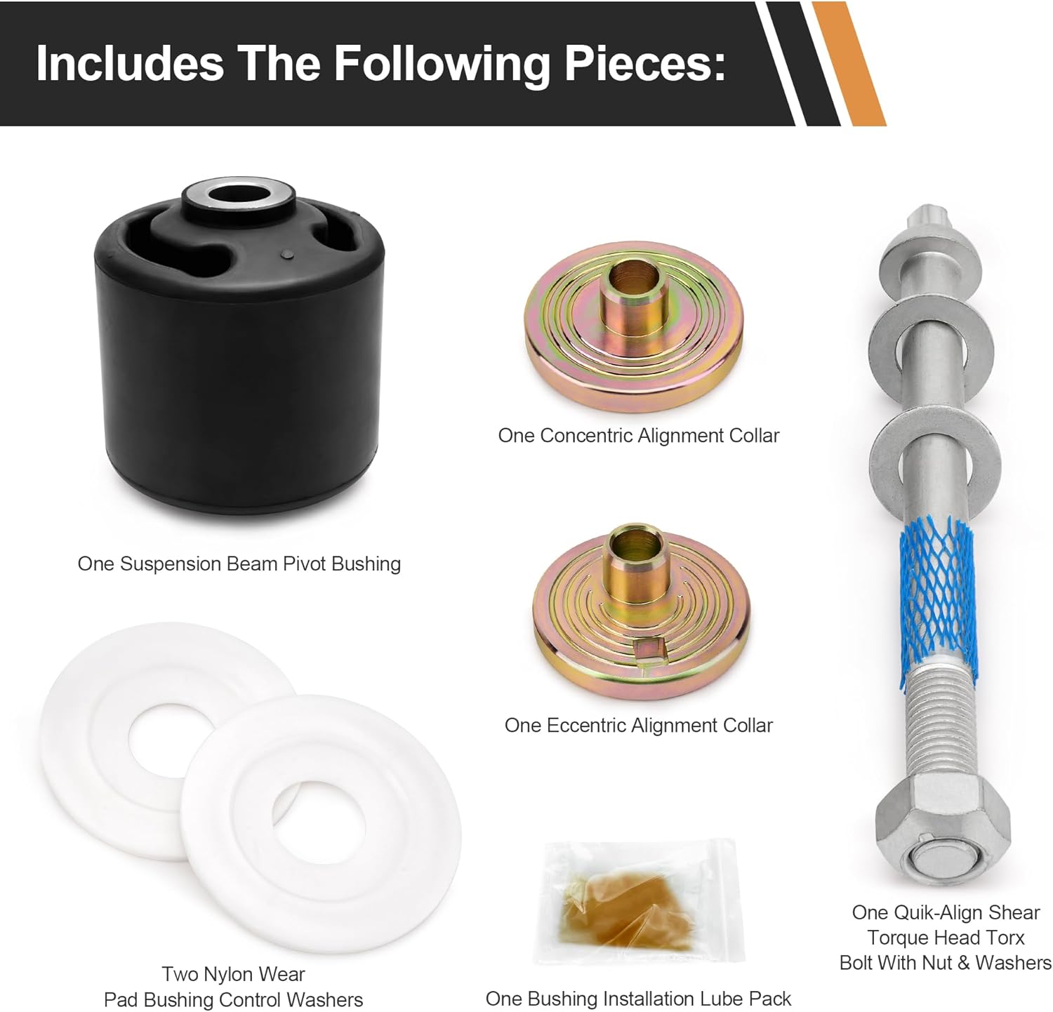 For Hendrickson Quick Align Pivot Bolt Bushing Kit with Alignment Collars 24691S, S-28654