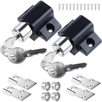 Set of 2 Sliding Door Lock Window Door Locks Window Door Restrictor Window Latch Security Lock Sliding Door Lock Sliding Door Locks Set with Key Black
