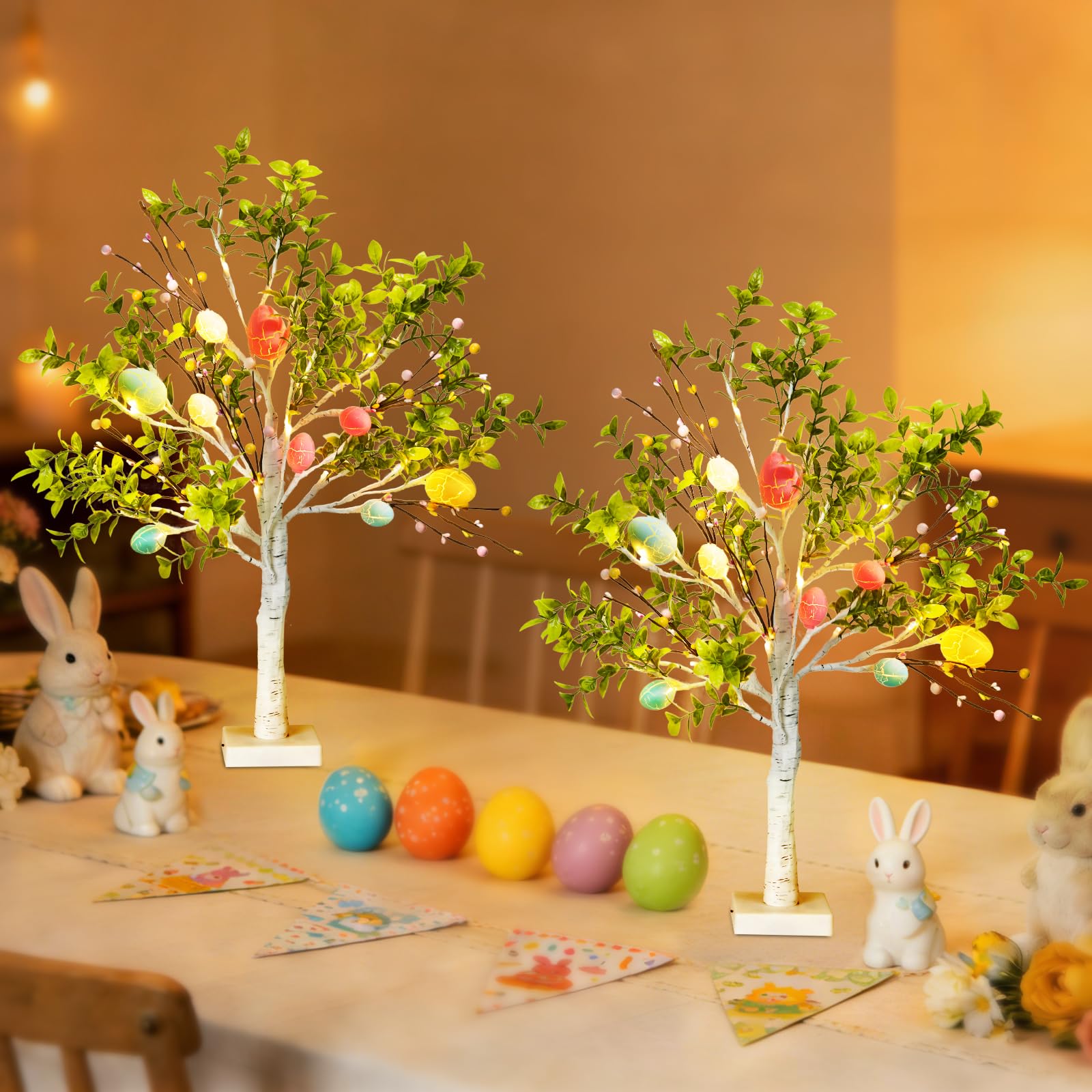 Set di decorazioni pasquali, albero di uova di Pasqua da 68,6 cm con luci a LED, perfetto per decorazioni primaverili e pasquali, può essere utilizzato come albero artificiale illuminato in stile
