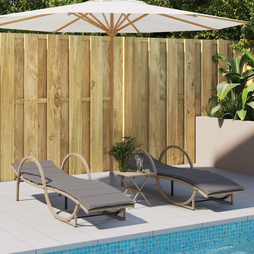 Leżak plażowy beżowy 60 x 199 x 42 cm polirattan