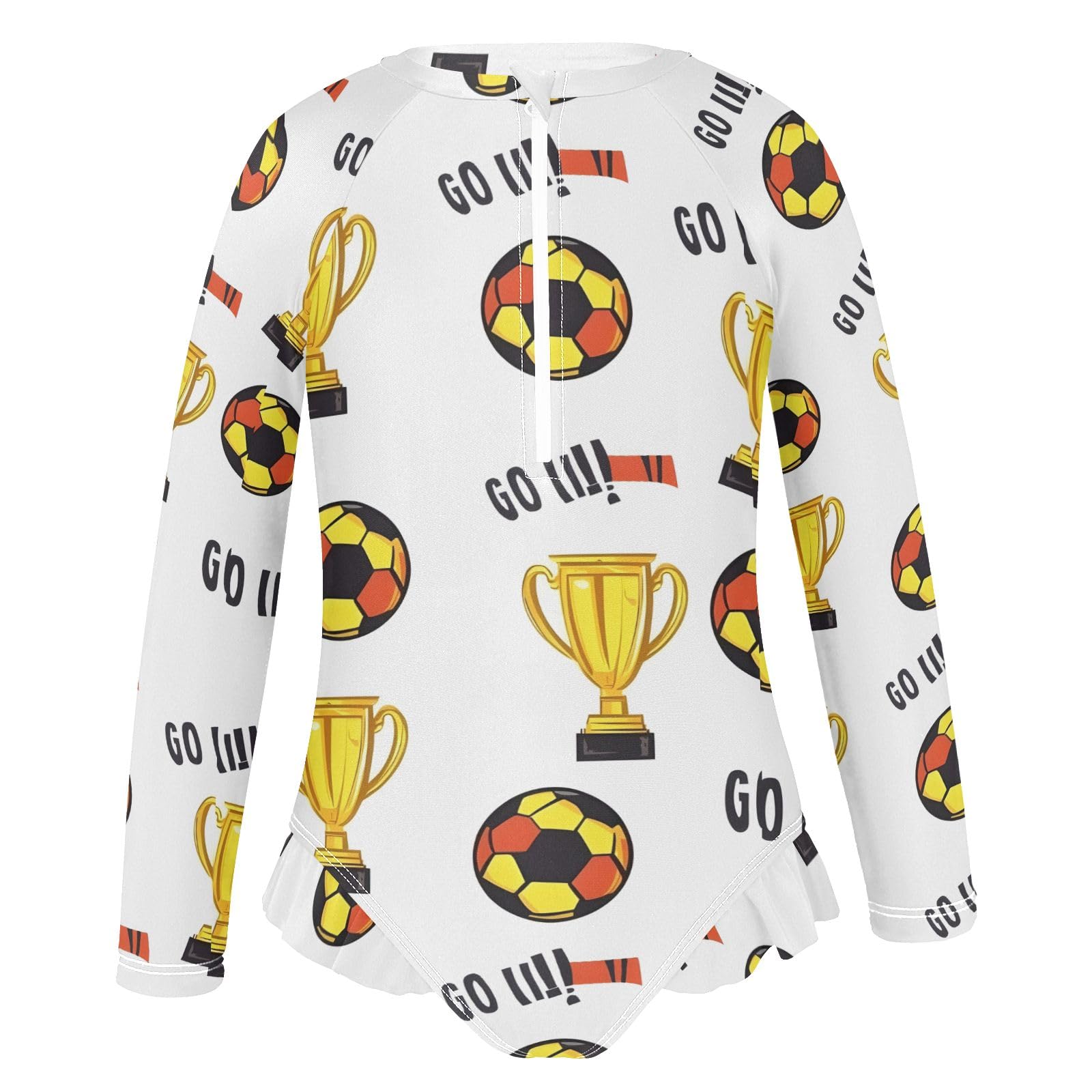 ALAZA Swimsuit for Girls Long Sleeve Rashguard Bathing Suit Football Go Quick Dry 4T