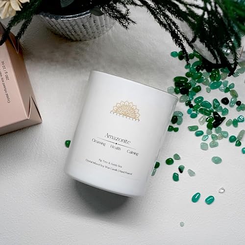 Miniatura 6 de ava concept - Velas de cristal perfumadas - Vela de aromaterapia de higuera y mar arenoso con amazonita para mujer - Velas de soja para meditación