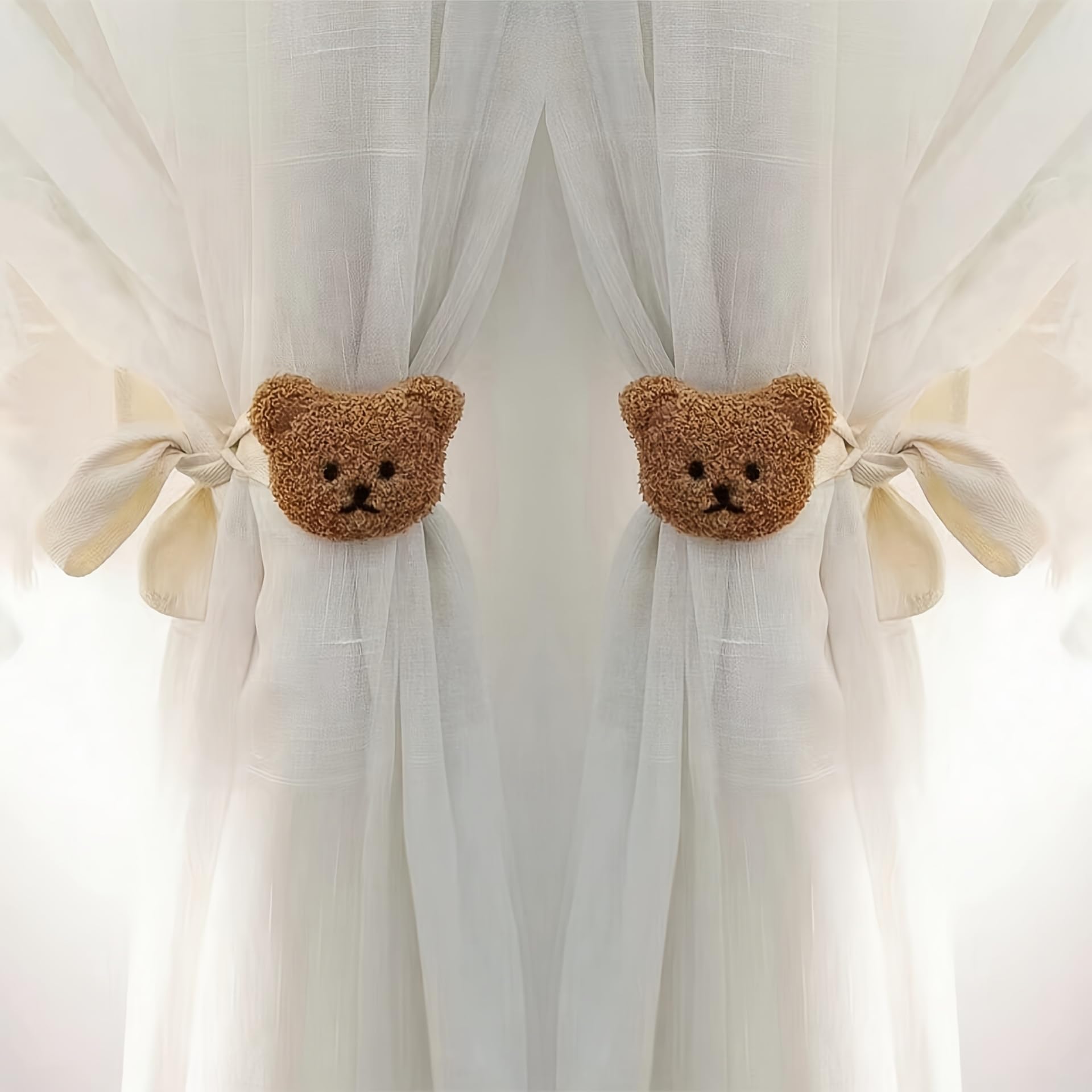 MAKNGRID Coffee Modern – for Stylish Nursery, Door 2PCS Home 3D Room, Animal Curtain Cartoon Holdbacks Tiebacks Drapery & Kids tiebacks Cute Curtains Plush Holdbacks Drapes 2