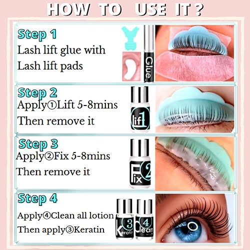 Miniatura 8 de Kit de laminación de cejas para pestañas y pegamento profesional para levantar pestañas y nutrición de queratina de larga duración, 8 semanas,