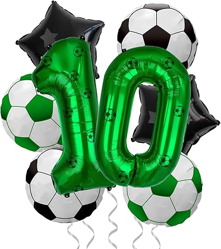 Miniatura 8 de Decoraciones para fiestas de fútbol globos de papel de aluminio número 9 para niños fanáticos del fútbol fiesta de cumpleaños decoración de fiesta