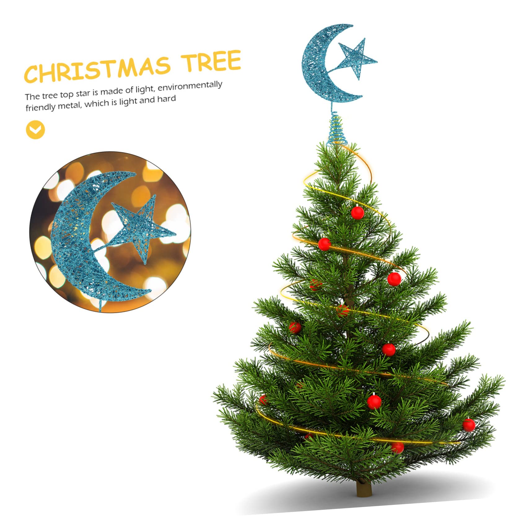 Alipis 2pièces Étoile De Noël Décoration Sapin Ornement Scintillant Topper Arbre De Noël Décoration Festive pour Intérieur