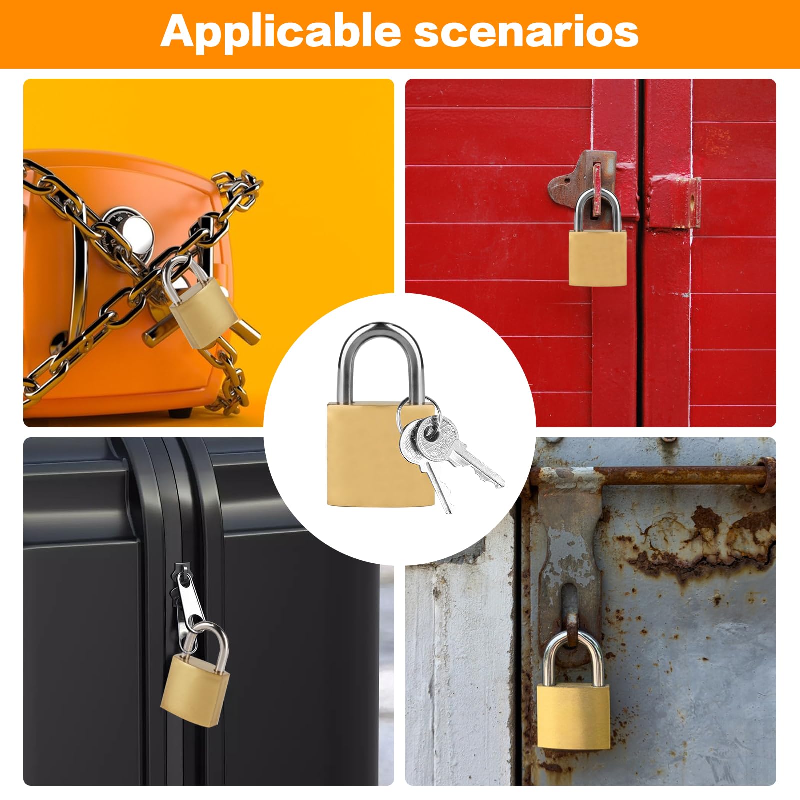 Candados de Seguridad con Llave, 12 Piezas, 20mm, Negro, Metal, para Taquillas, Gimnasio, Maletas, Armarios, Mochilas, Bicicletas, Puertas y Ventanas