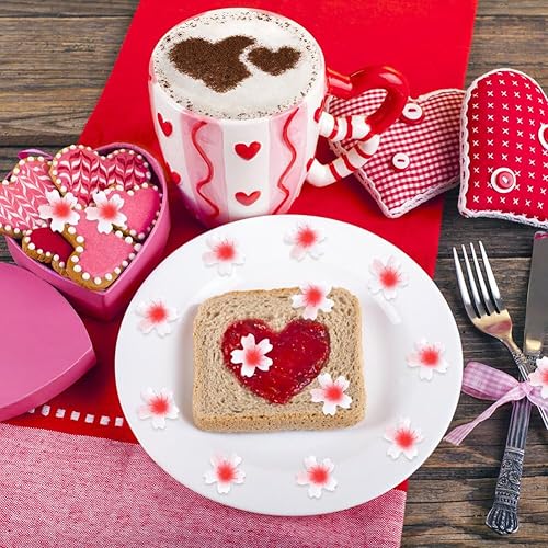 Miniatura 6 de Eforcase 100 piezas comestibles de flores para decoración de cupcakes, papel de arroz glutinoso, agua, pastel de boda, fiesta de cumpleaños, bandeja