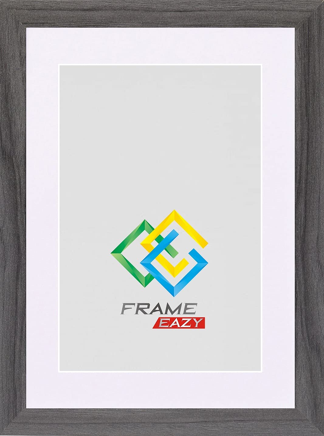 FRAME EAZY Modern Grey Photo Picture Frame Poster Certificate Frames with White Mount – 70x50 For 60x40cm Picture
