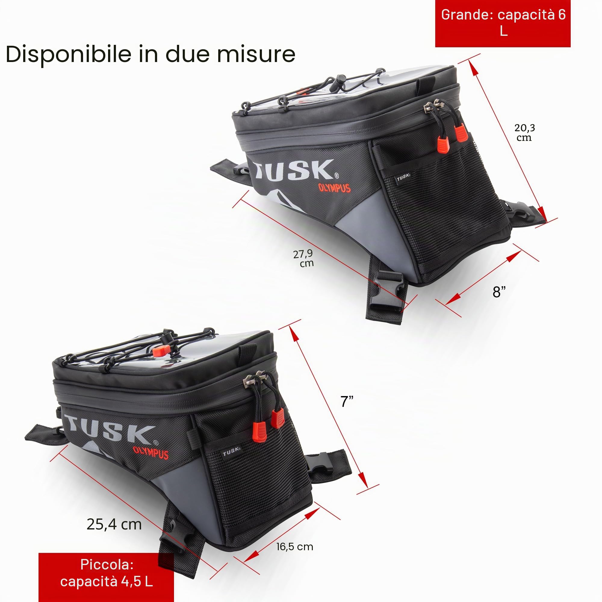 Tusk Olympus Adventure - Borsa da serbatoio per moto, misura S