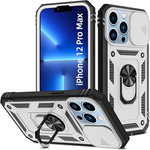 Vista 34 de Korecase Funda de protección para iPhone 12 y 12 Pro Ring Case con cubierta para lente de cámara, grado militar, resistente, de doble capa, cuerpo