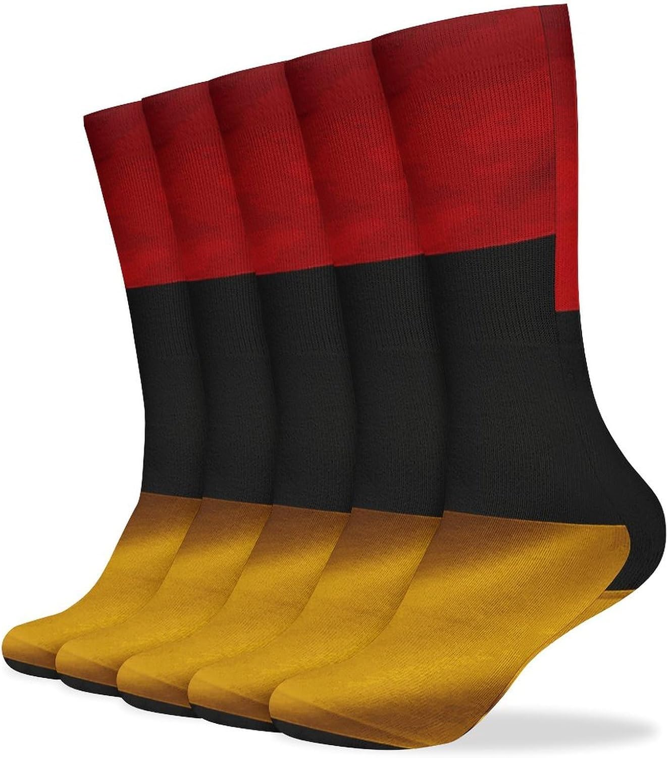 5 Pairs Knee High Socks Germany Flag Long Tube Boot Seamless Toe