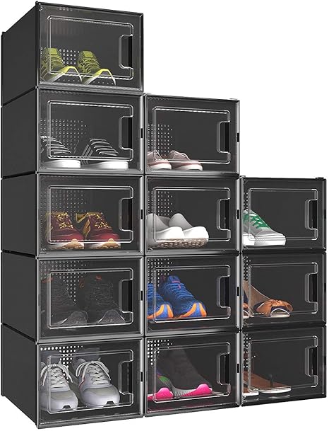 Stackable shoe boxes black Clearance