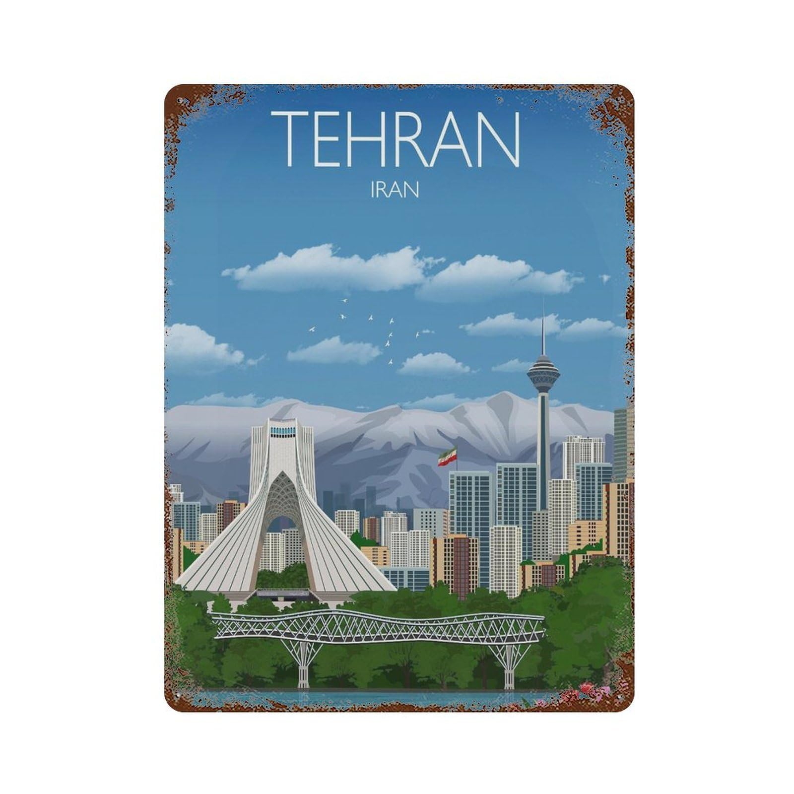 xiaoxiaoshen Travel of Tehran Iran (2) Wall Decor Art Metal Tin Poster Modern Home Decor Art Home Bar Shop Decorations Vintage Sign 40x30cm
