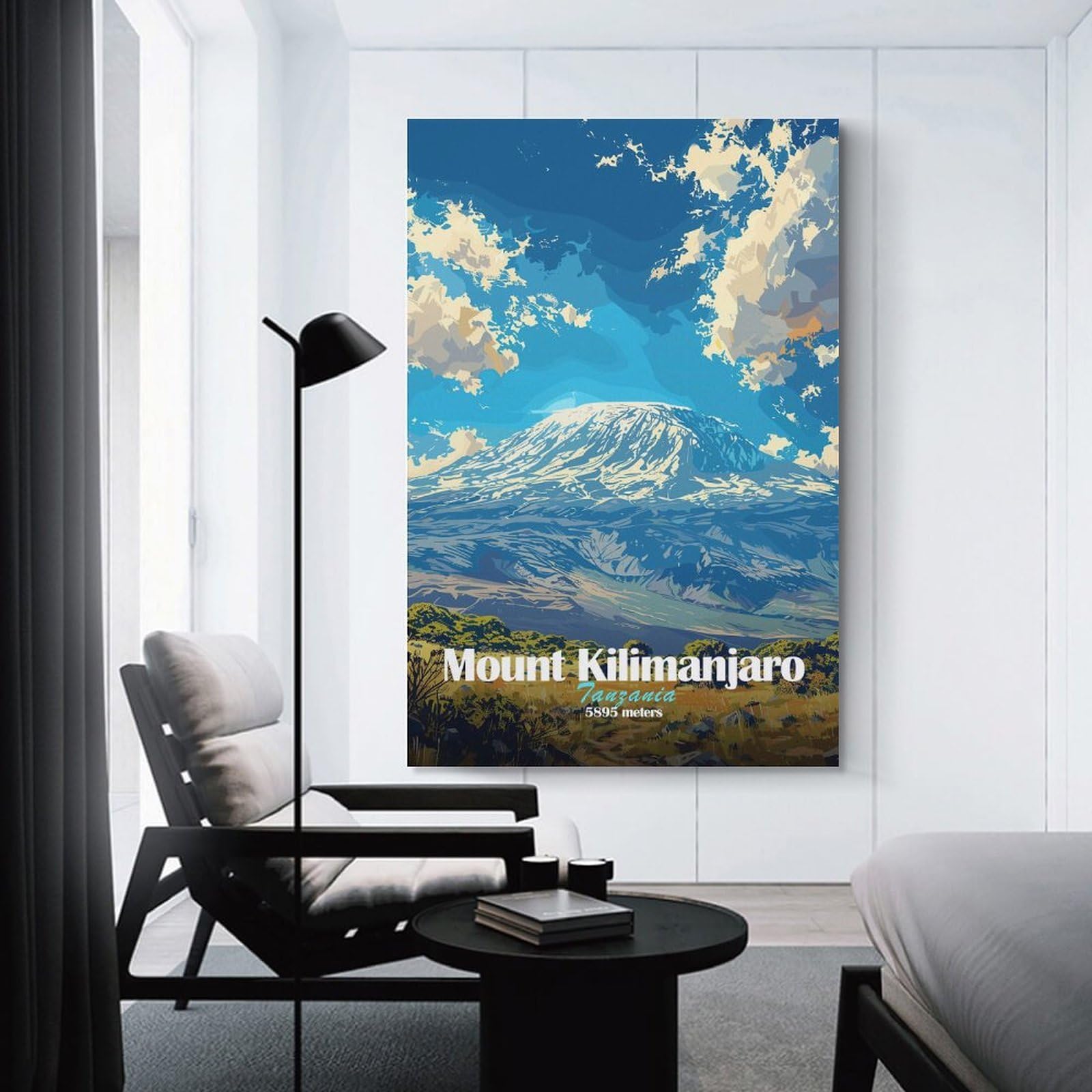Junmoney Mount Kilimanjaro Wall Picture Print 12x18inch(30x45cm), for Lounge Decor, Offices Or Entryway Styling, Versatile Wall Decor for Many Rooms