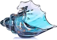 Hand Blown Sea Glass Conch Shell Figurine - Green Coastal Decor Sculpture for Beach Room, Kitchen Knick Knacks & Home Accents