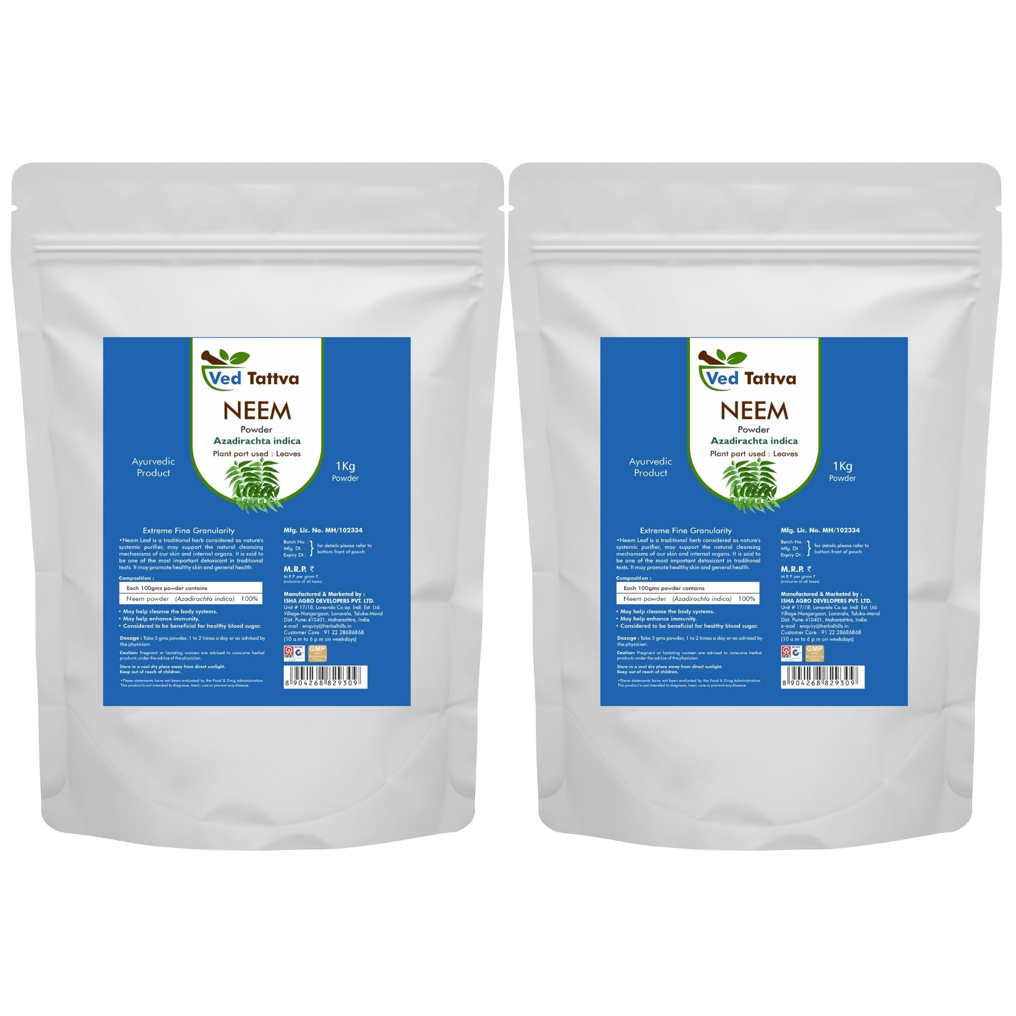 Ved Tattva Neem Powder (1 Kg Pack of 2)