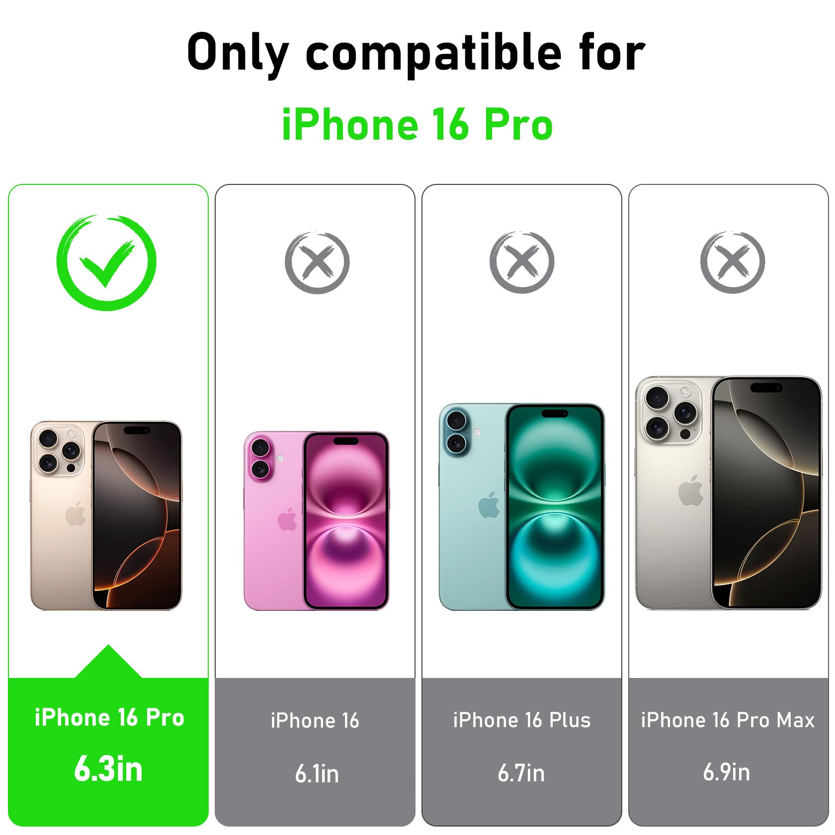 FLLAO 4 in 1 Cover per iPhone 16 Pro con 2 Pellicola Vetro Temperato e 1 Pellicola Protezione Fotocamera, [Protezione Antiurto Militare] Antishock Custodia per iPhone 16 Pro, Trasparente