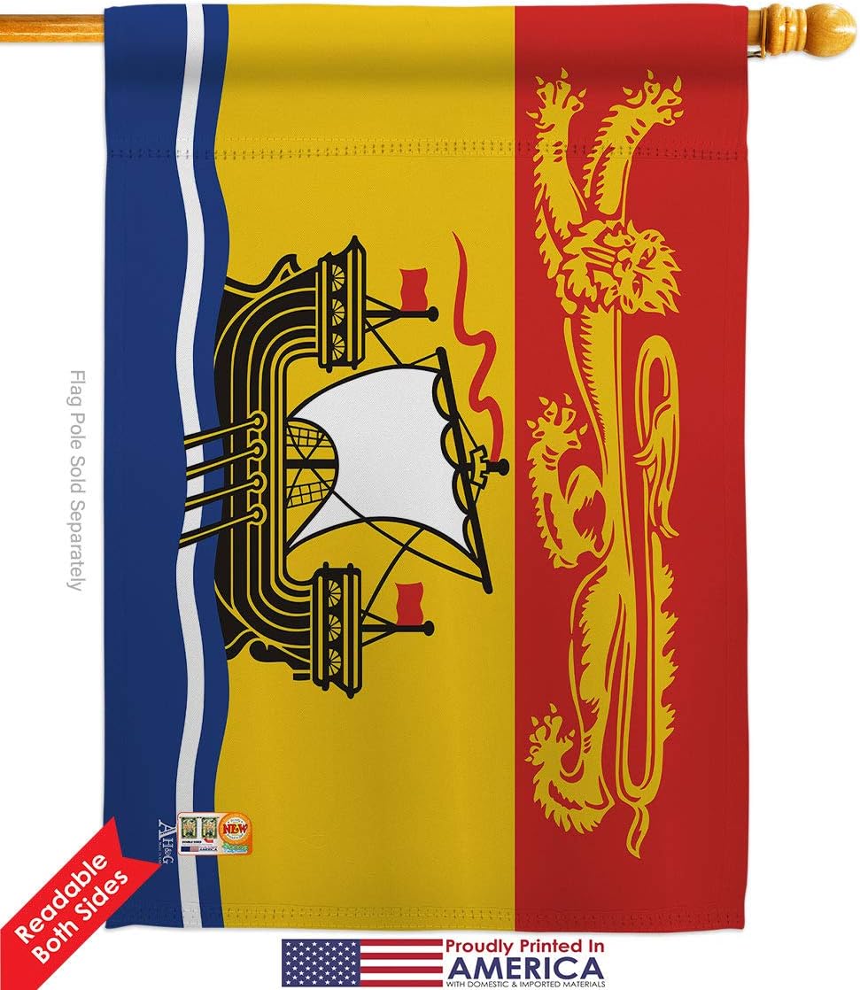 New Brunswick Garden House Flags Set Regional Canada Provinces Canadian Territories Region Country Particular Area Small Decorative Gift Yard Banner Double-Sided Made In USA 28 X 40