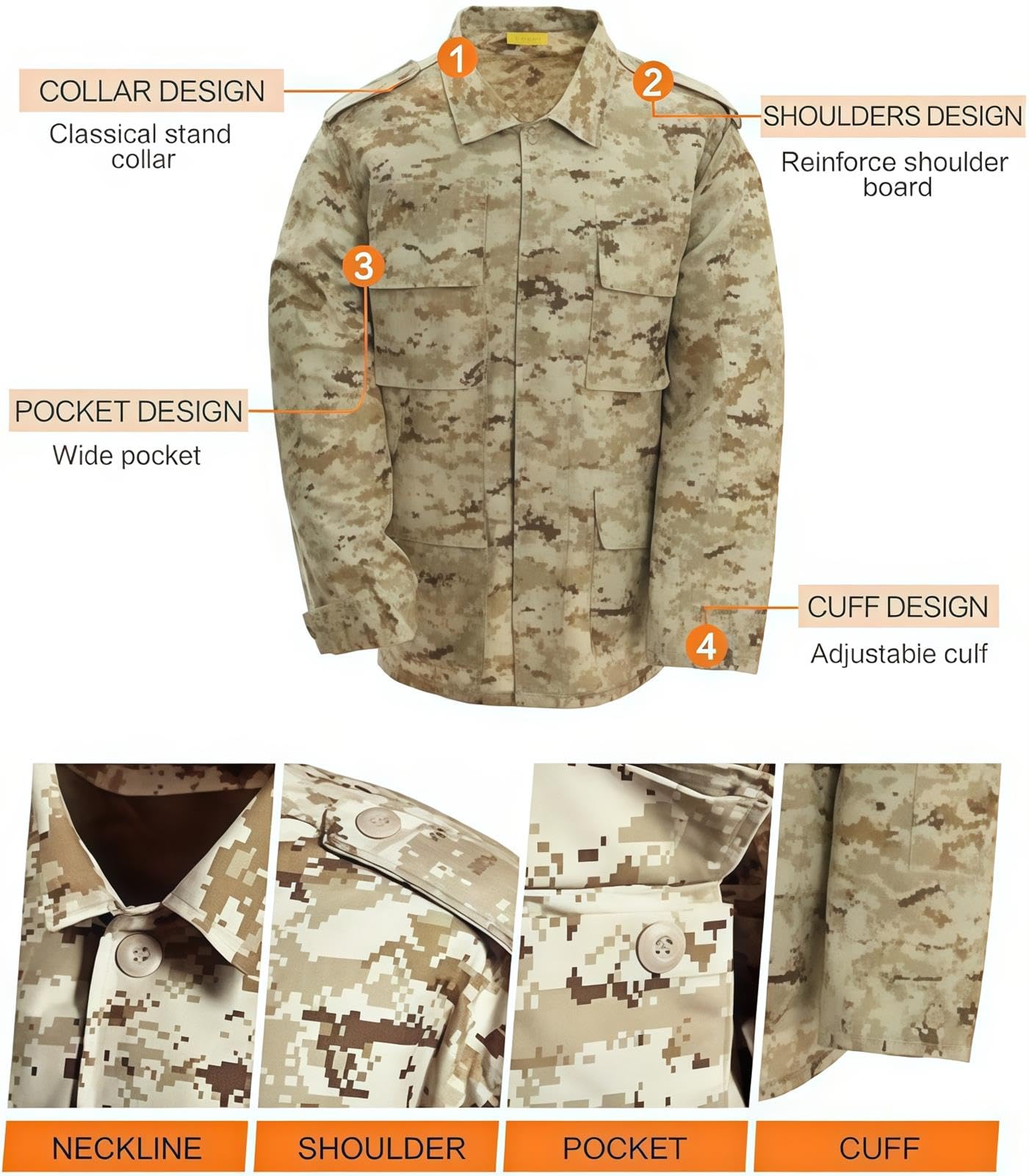 Militar Táctico Hombres Caza Combate BDU Uniforme Traje Camisa y Pantalones