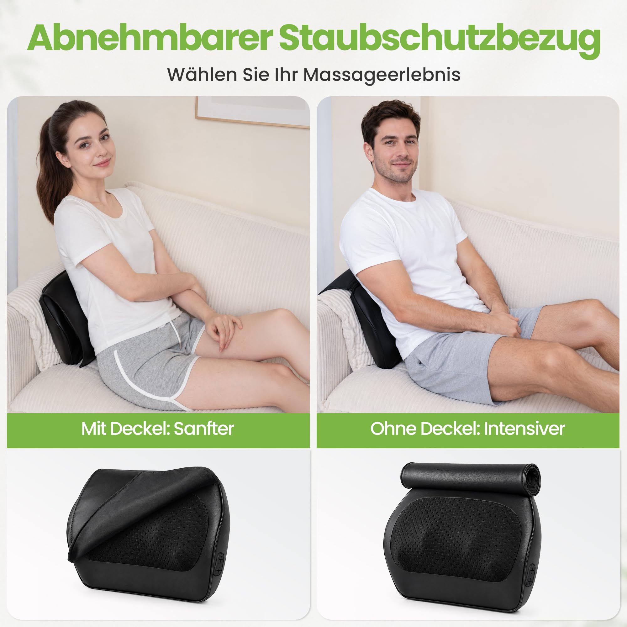 Real Relax Shiatsu Rückenmassagegerät mit Wärme,Nackenmassagekissen für Schultern,oberen & unteren Rücken,Beine,Waden,4 Rotationsknoten,Tragbar für Zuhause Büro Auto - Schwarz