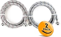 Vista 1 de K&J Premium Paquete de 2 mangueras de acero inoxidable para lavadora de 4 pies a prueba de reventones, mangueras de suministro de agua fría