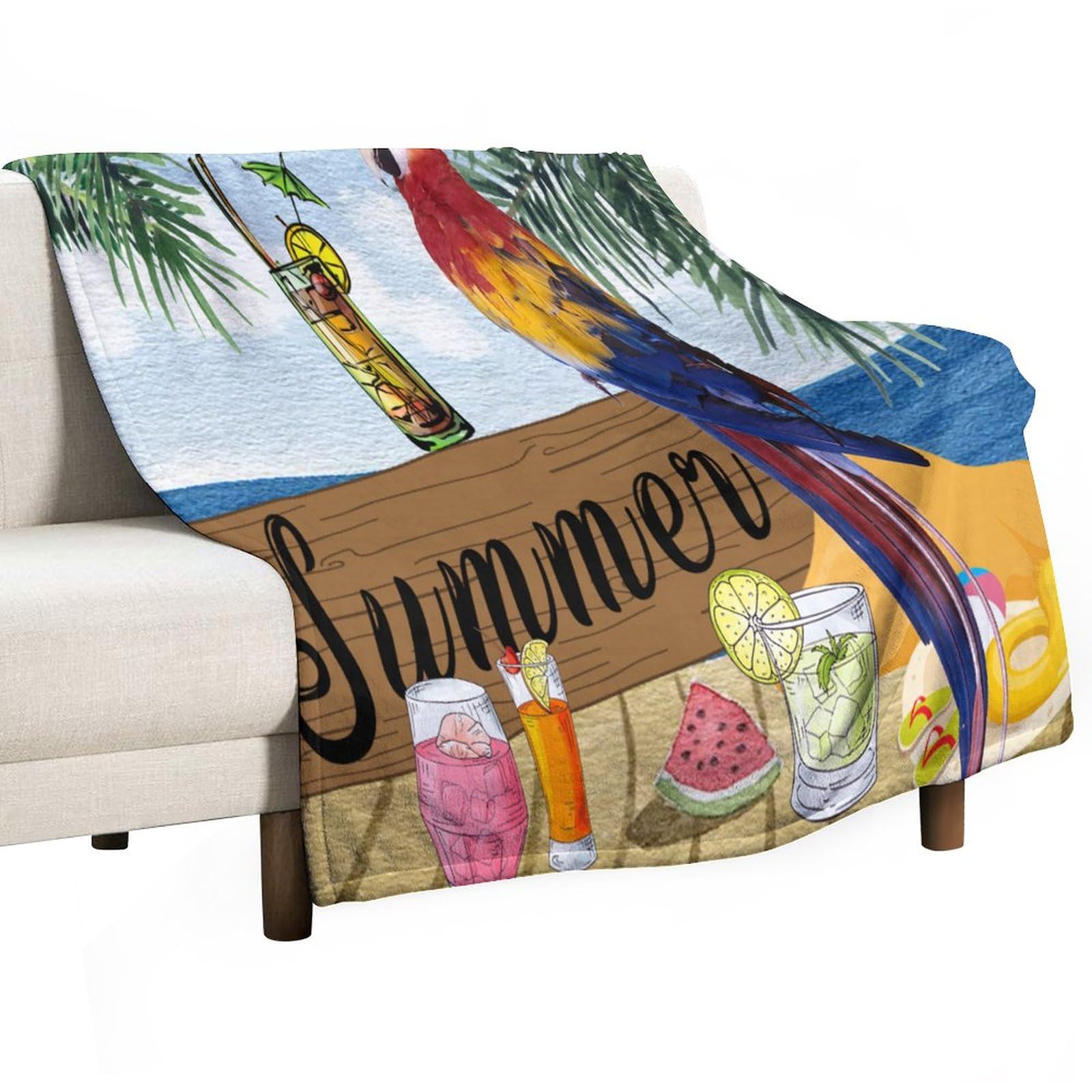 Couverture pour perroquet tropical plaid canapé flamant rose d'été confortable