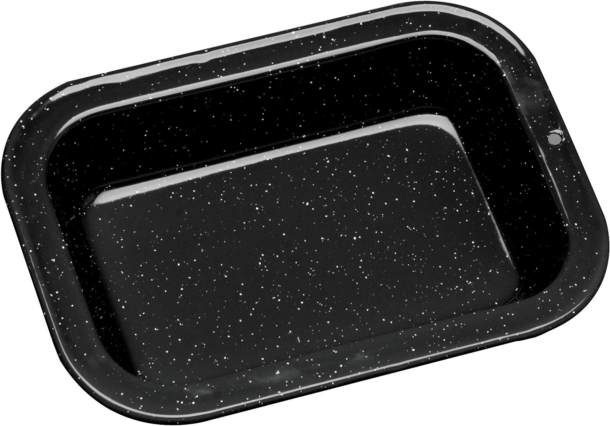Graniteware Set 3 Pièces Plat à Four + Plateau Perforé + Grille - Acier Émaillé Inox