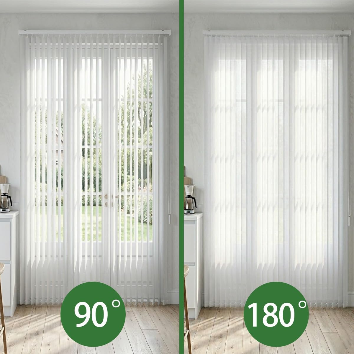 Genérico Estores Verticales Translúcida Cortina Lamas Verticales Control de Luz Cortina Vertical Protección Solar, Persiana Veneciana Opaco para Ventanas Grandes Oficina(170cmW x 340cmH)