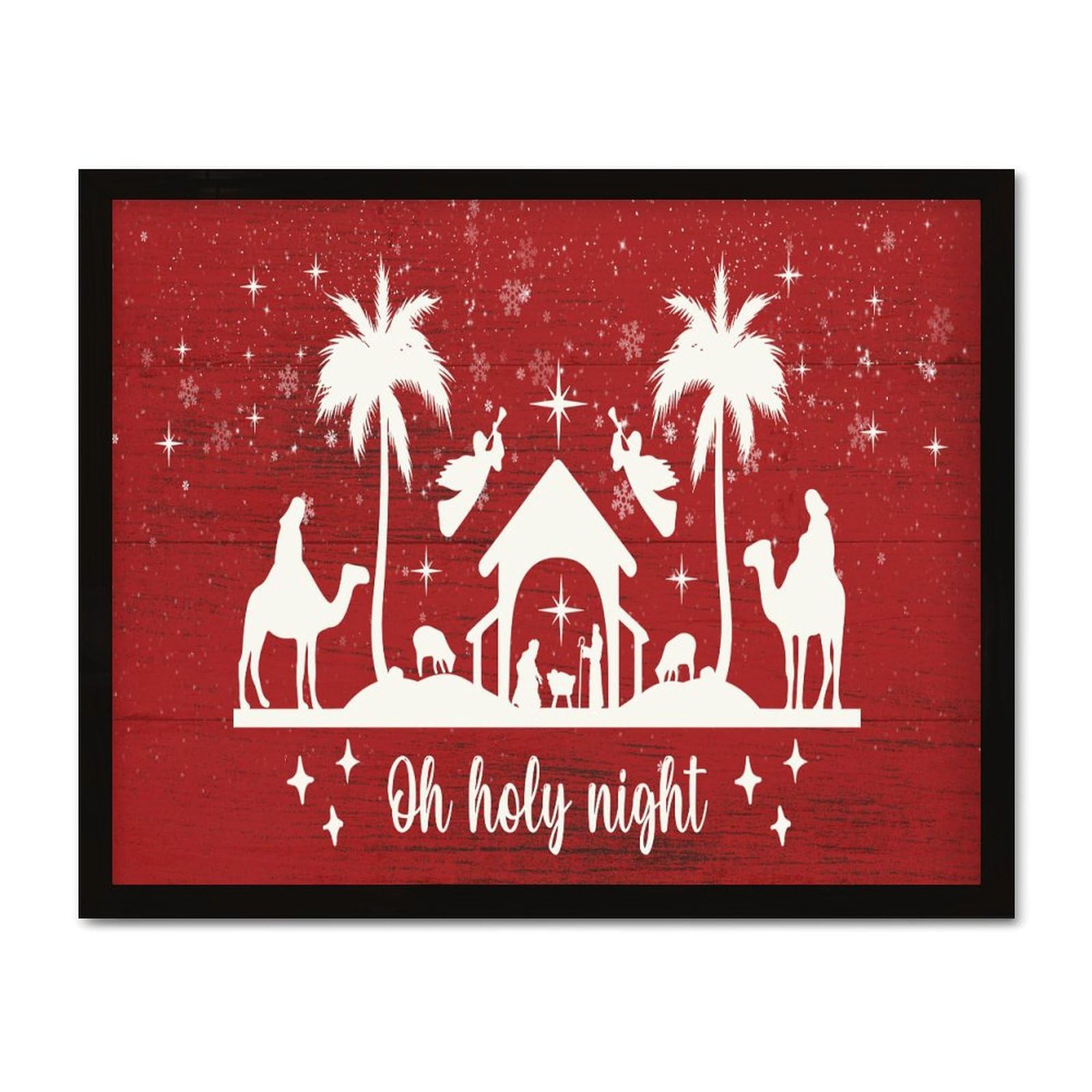 Panneau de Noël en bois Oh Holy Night décoration murale festive salon 40x50 cm