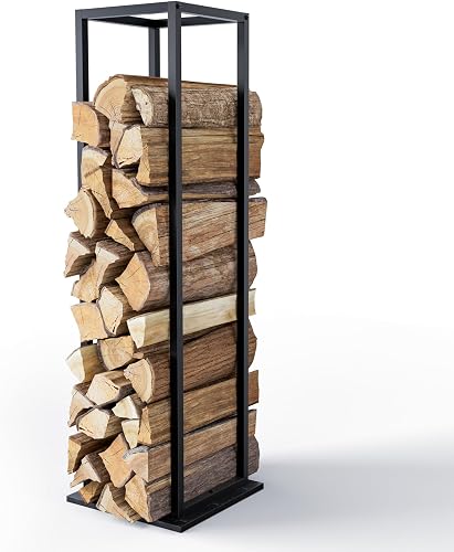 vounot® Range Bûches Vertical 33 x 33 x 112cm en Métal Porte Bûc 