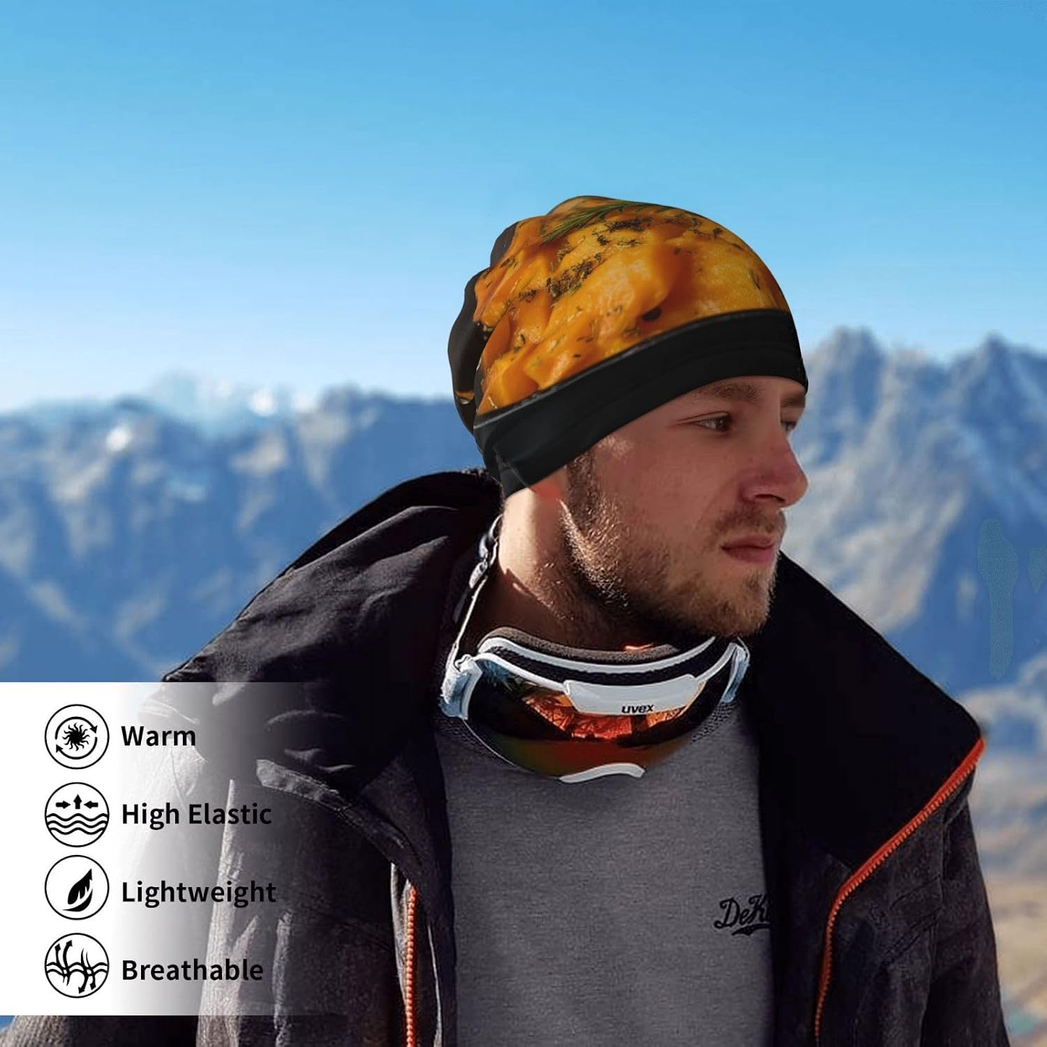 Winter Neck Warmer for Men Women, Rosemary Sweet Potato Mashed Neck Gaiter UV Sun Protection Face Mask Windproof Cold Weather Face Cover Thermal Ski Mask Scarf for Outdoor Sports Bandana