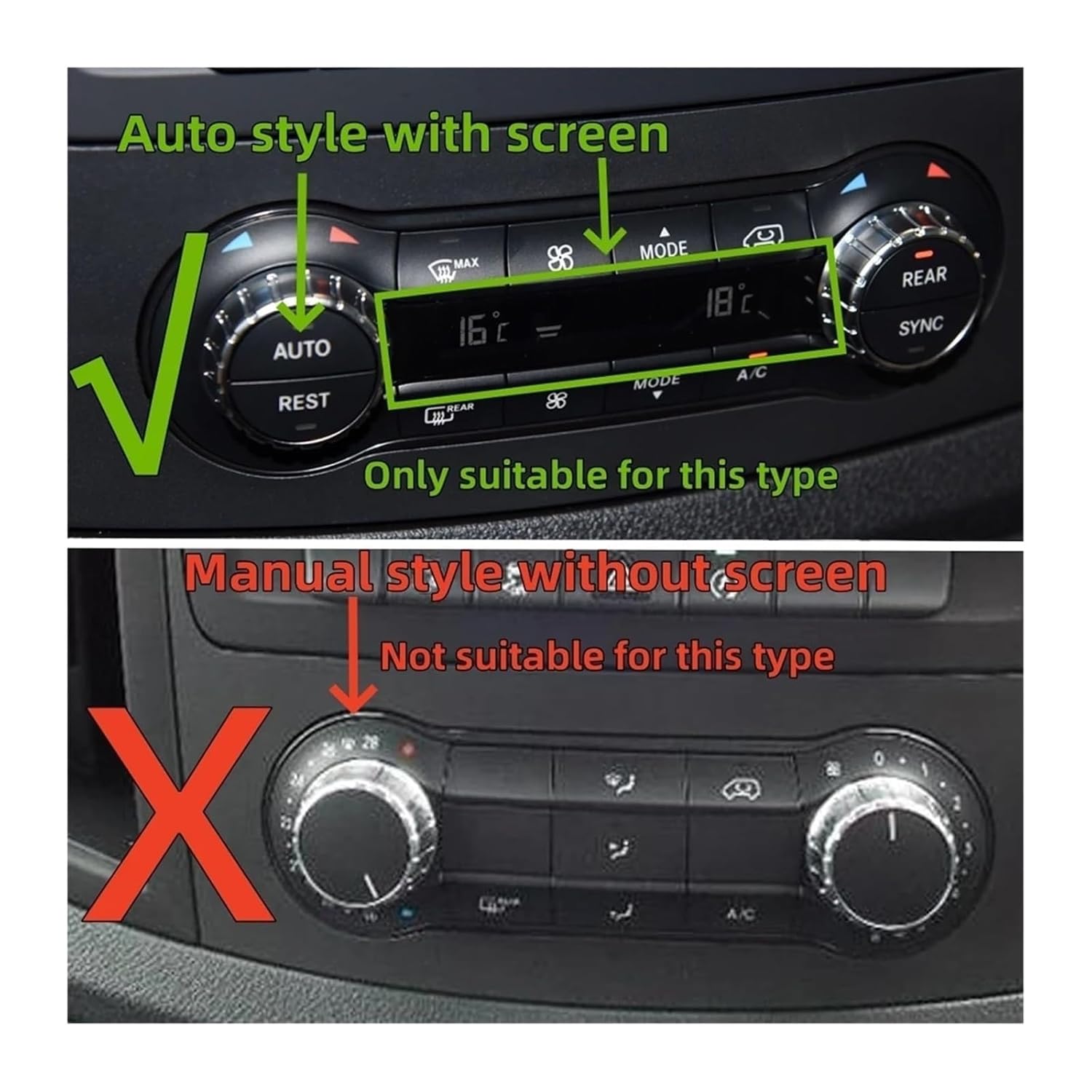 compatible with Car Air Condition Control Panel for Benz for Vito for Metris W447 W448 V260 2016-2023 A/C Conditioning Temperature Climate Switch Button Panel(with Chrome)