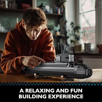 JMBricklayer Nuclear Submarine Building Sets for Adults Men, Military Submarine Toys with Lights, WW2 History Collectible Home Decor Battleship Construction Set, Army Toy Gifts, 1498PCS