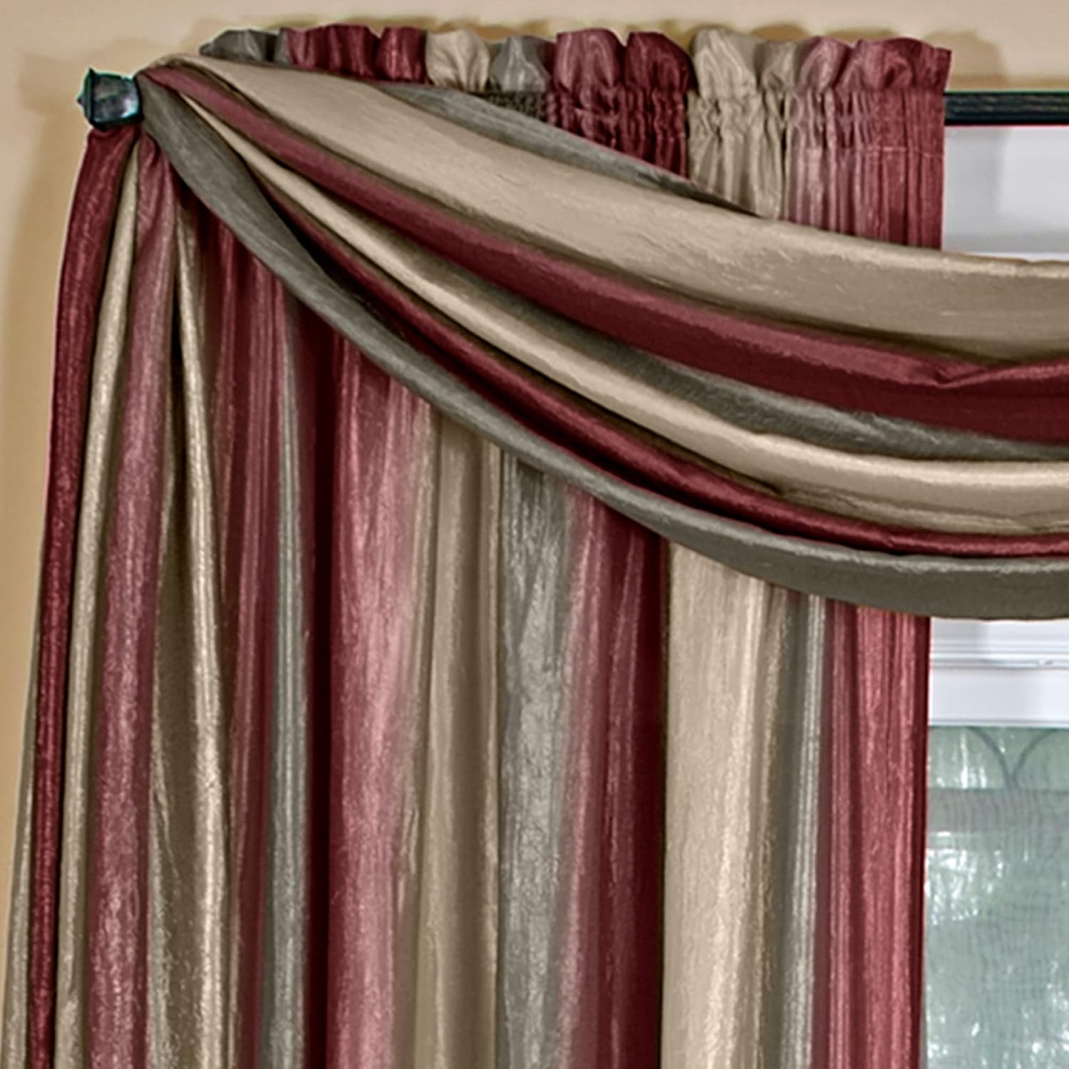ACHIM Ombre Light Filtering Window Curtain Scarf - 50 Inch Width, 144 Inch Length - Grey - Ultra-Soft Fabric with Vertical Variegated Design - Machine Washable Home Decor