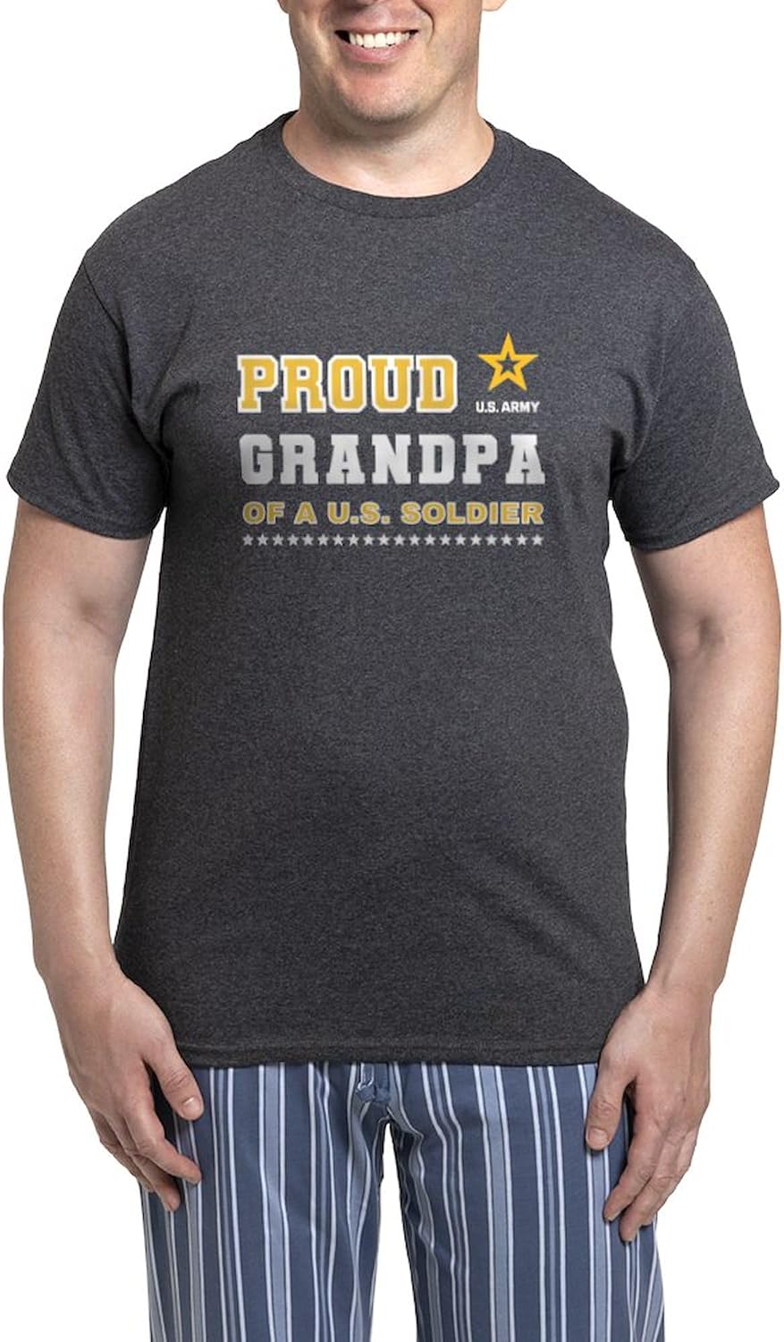 CafePress Proud Grandpa Of A Solider White And Gold Men's Charcoal Novelty Pajamas