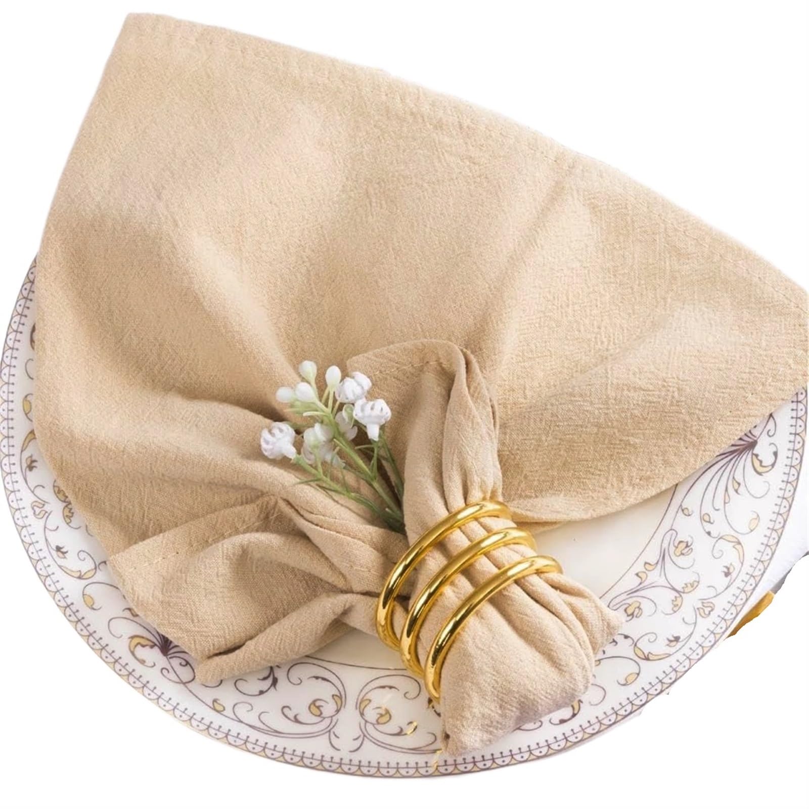 serviettes napkins 50pcs Cotton Cloth Napkins 40x40cm Fabric Serviette Kitchen Tea Table Towels for Home Wedding Decoration Christmas for dining wedding party everyday home(50PCS beige)