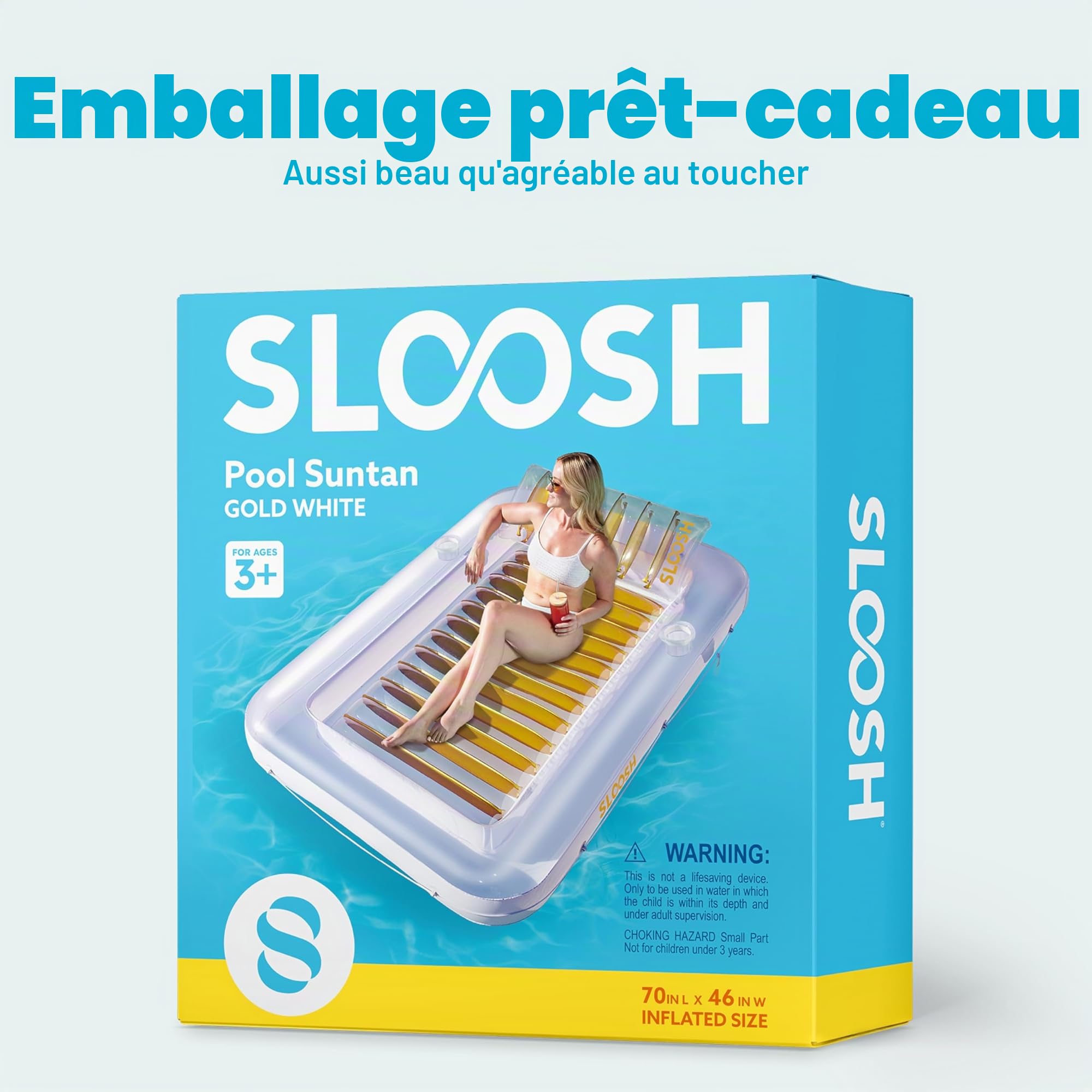 Sloosh Matelas Gonflable 178 x 116 cm pour Piscine, Bain de Soleil pour Adultes, Flotteur de Piscine, Matelas Gonflable pour Adultes, divertissements d'été, fête Aquatique (Fleur Violette)