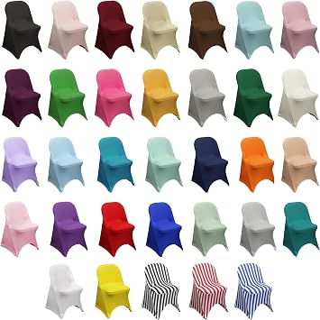 YOUR CHAIR COVERS - Spandex Folding Chair Covers for Party Wedding Dining, Fitted Universal Seat Protector (Black, 6pcs)