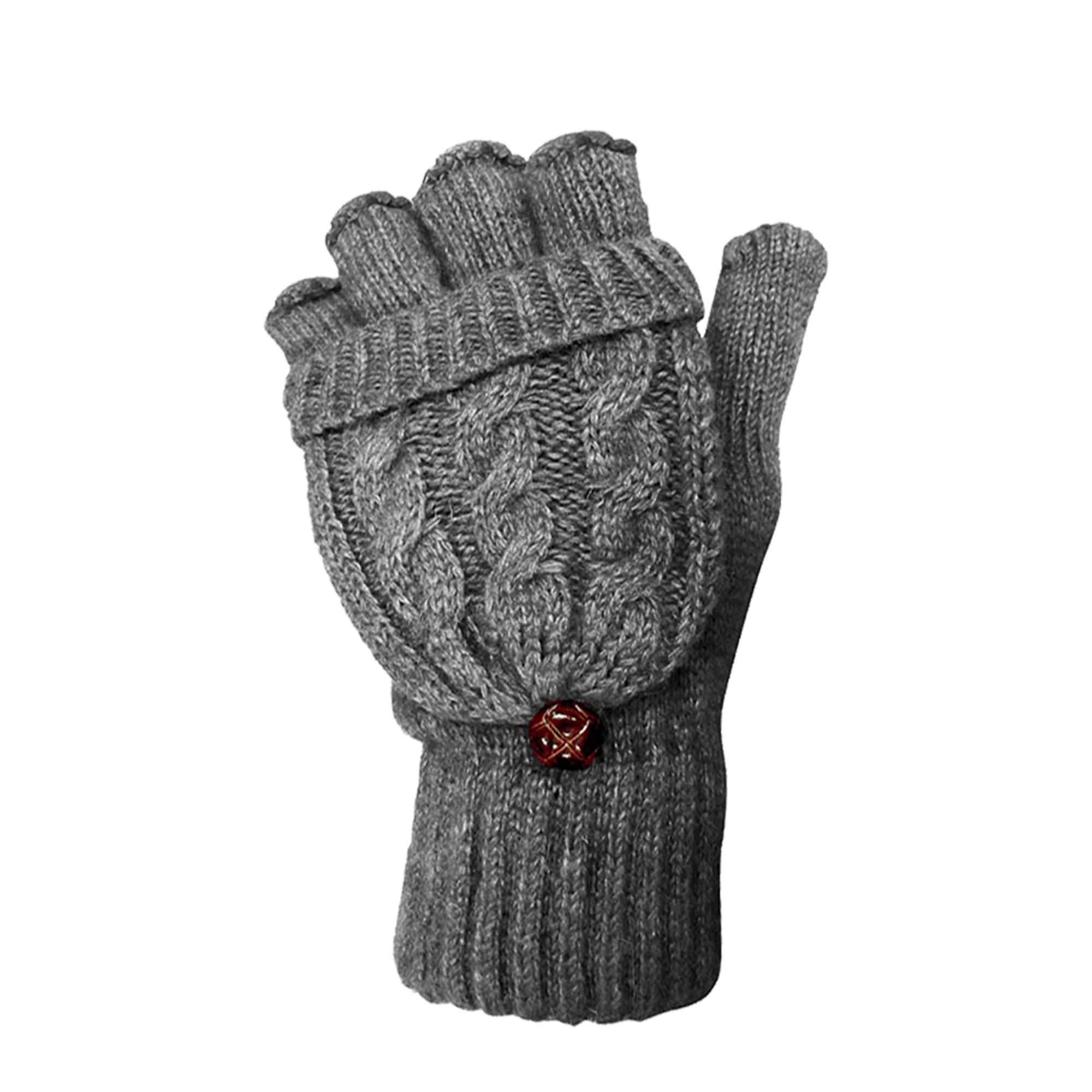 Toskatok Women's Grey Toskatok� Cable Knit Soft Winter Woolly Fingerless Gloves Mittens