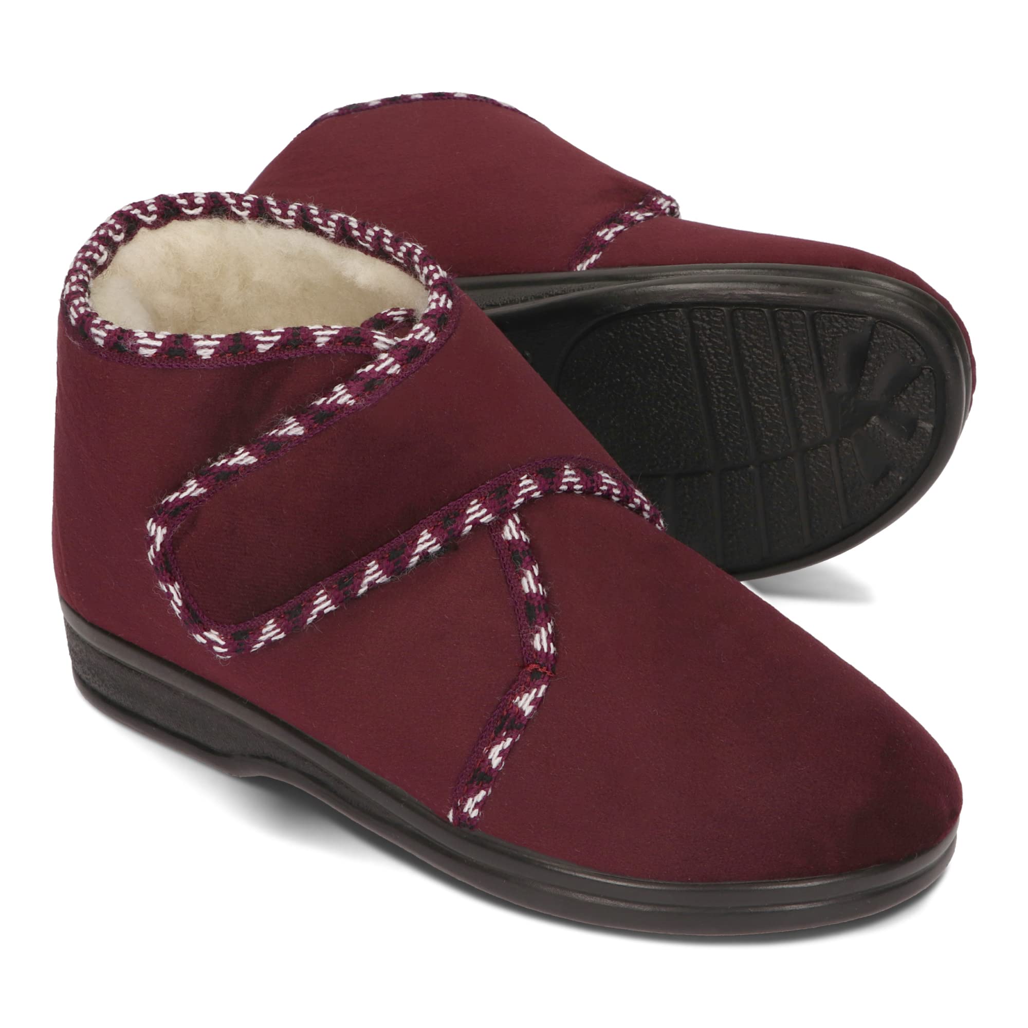 BAWAL Pantofole calde da donna, in velluto, foderate con lana, chiusura in velcro, 36, 37, 38, 39, 40, 41 EU