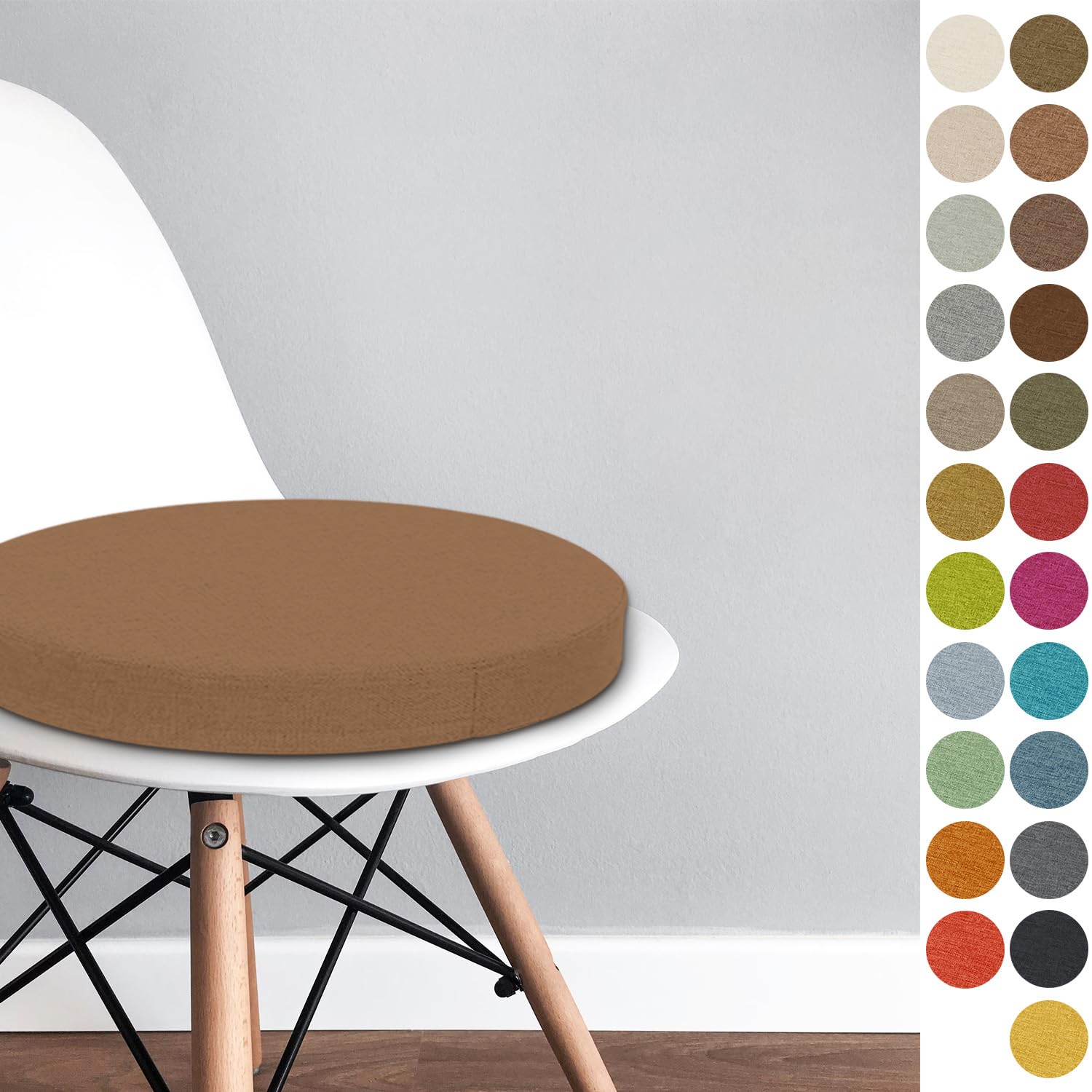 Round Chair Pad 30x30x3 CM Bistro Circular Chair Cushion Garden Kitchen Dining Chair Seat Cushion Memory Foam Chair Seat Pad,Color#18 Brown — image 1