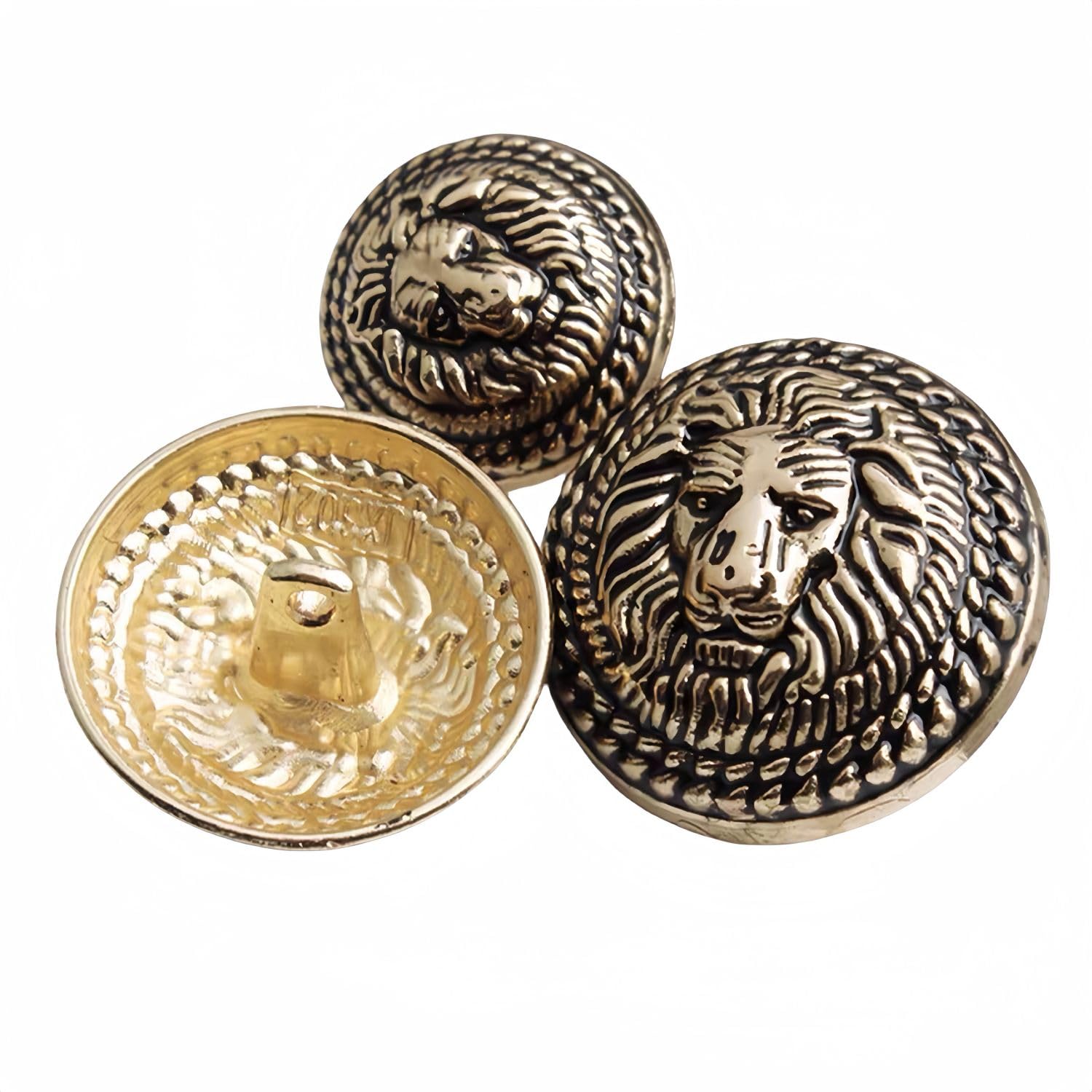 10 pcs Vintage Lion Pattern Shank Metal Button Round for Sewing Clothing Suits Blazer Jacket Uniform Handwork